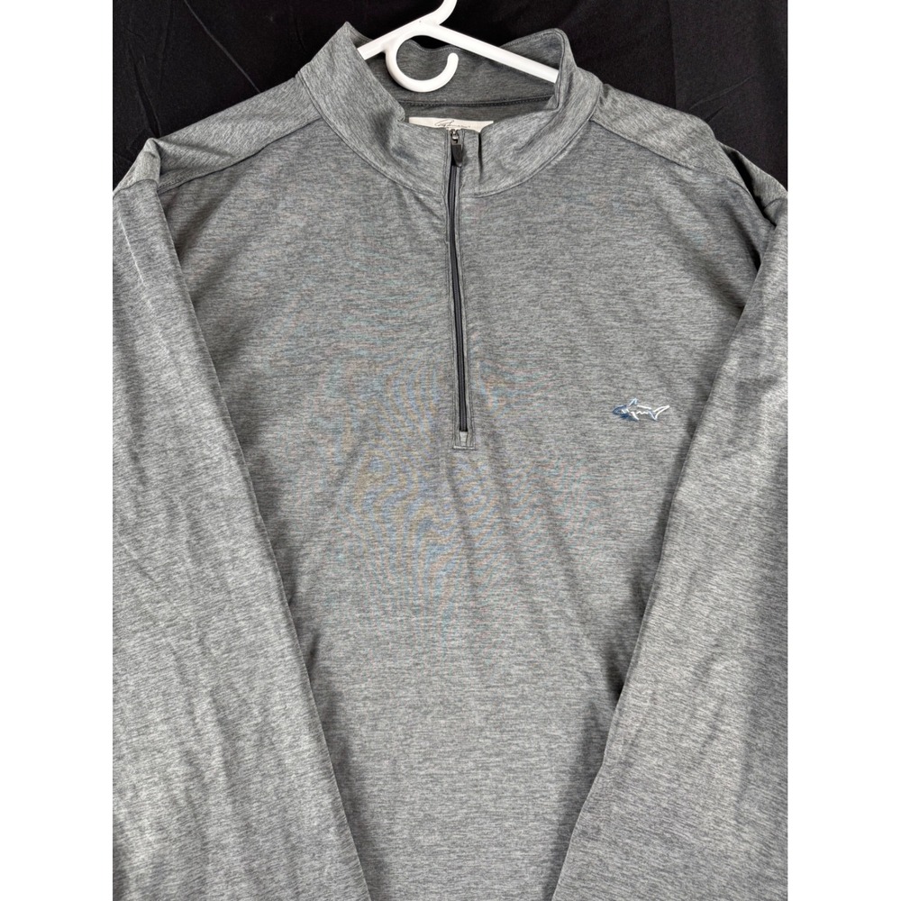 Greg Norman Quarter Zip‎ Pullover XXL Gray Performance Golf Sweater Shark Logo
